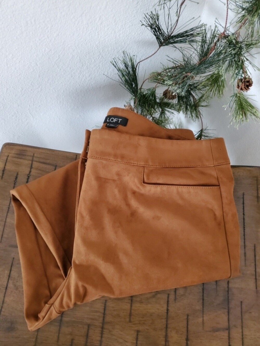 LOFT Copper Faux Suede Ankle Pants